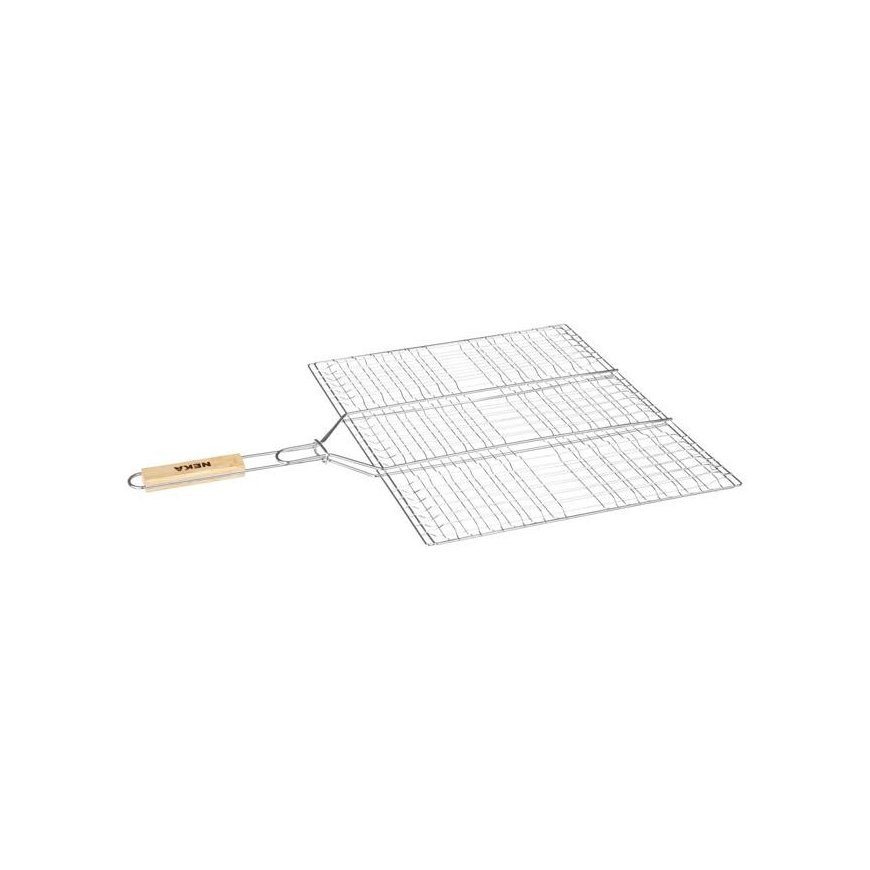 Stainless steel grill grate, wooden handle