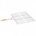 Stainless steel grill grate, wooden handle Stainless steel grill grate, wooden handle