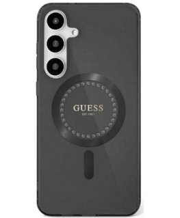 Guess Rhinestones Printed Classic Logo MagSafe Samsung Galaxy S25 phone case black