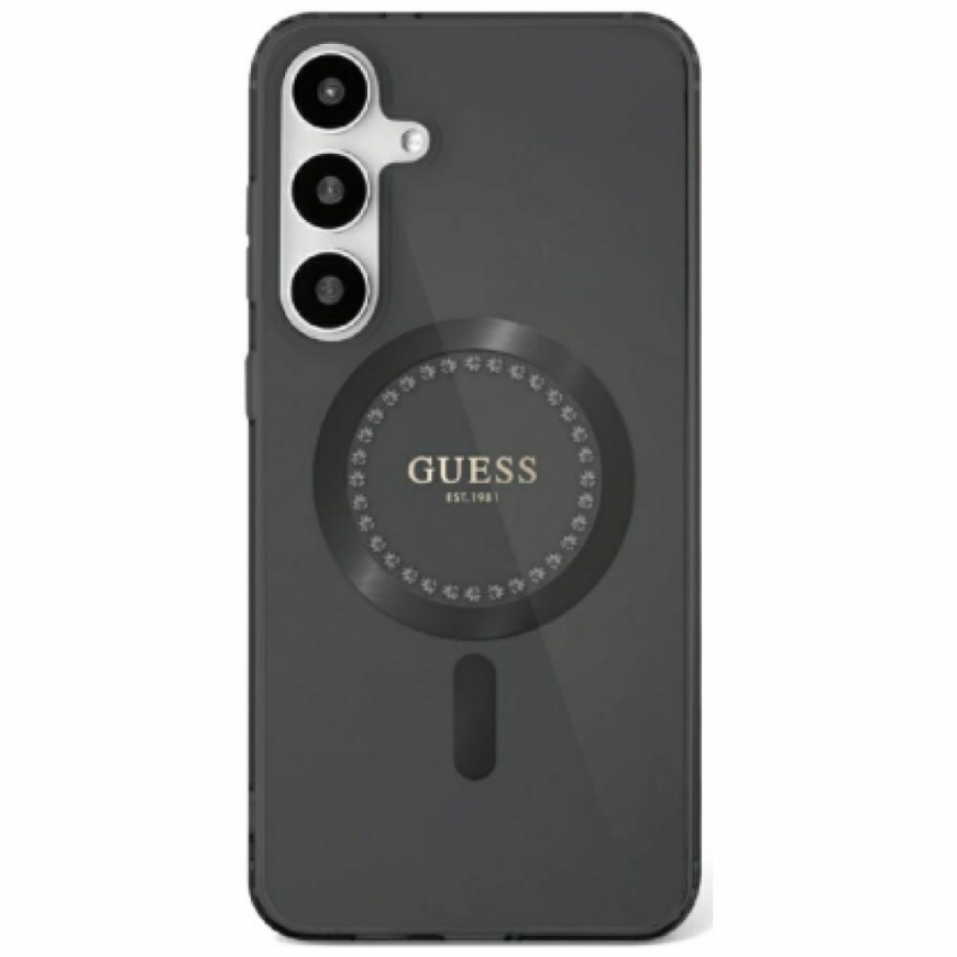 Guess Rhinestones Printed Classic Logo MagSafe Samsung Galaxy S25 puhelimen kuori musta – 2