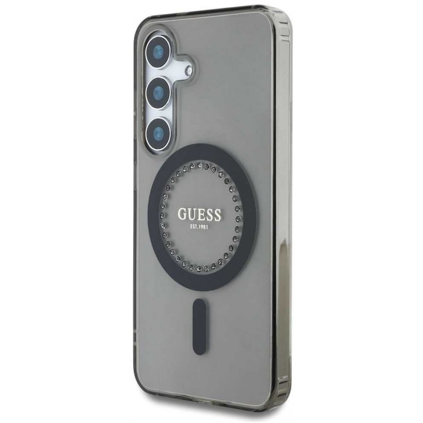 Guess Rhinestones Printed Classic Logo MagSafe Samsung Galaxy S25 dėklas telefonui juodos spalvos – 4