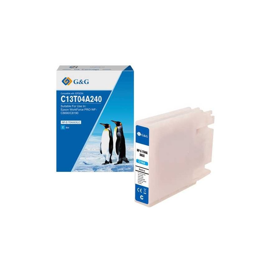 G&G compatible ink / tusz with C13T04A240, NP-E-T04AXXLC-A, cyan, 8000s