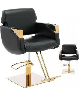 Physa PENRYN barber chair with footrest - black and gold