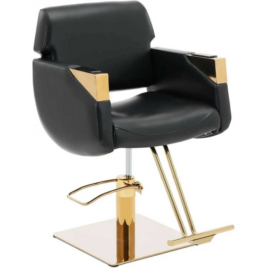Physa PENRYN barber chair with footrest - black and gold – 2