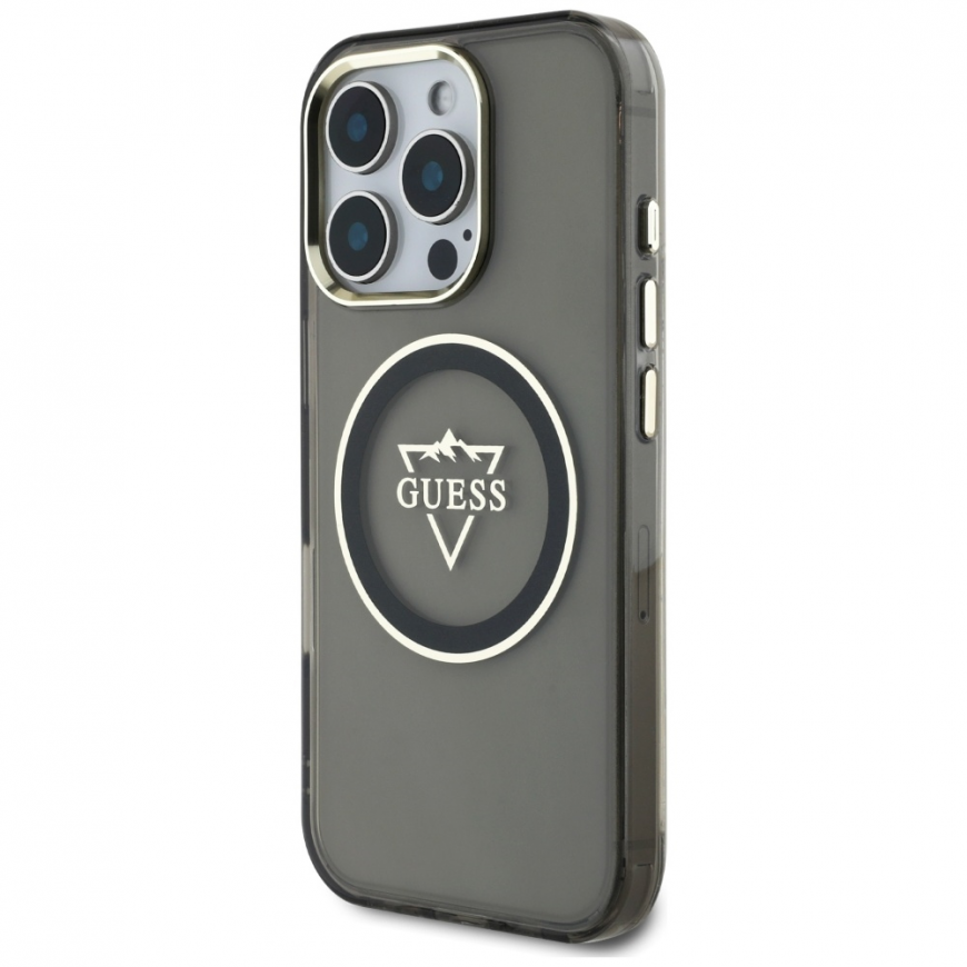 Guess IML Metal Mountain Logo MagSafe Apple iPhone 16 Pro phone case black – 3