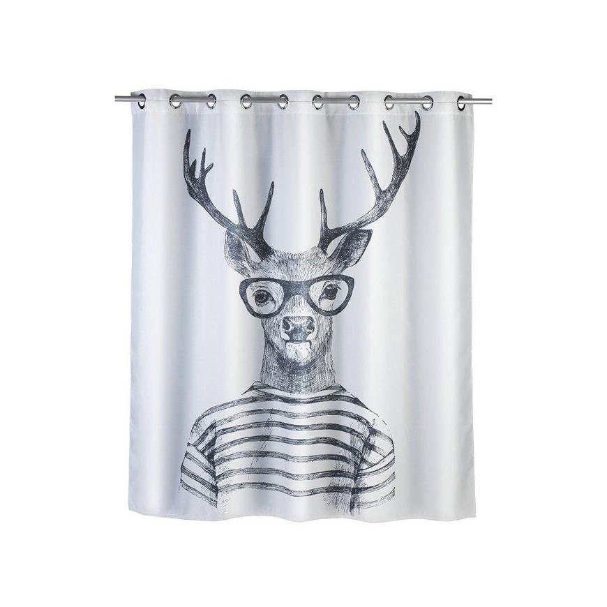Mr Deer suihkuverho, tekstiili, 180x200 cm, WENKO