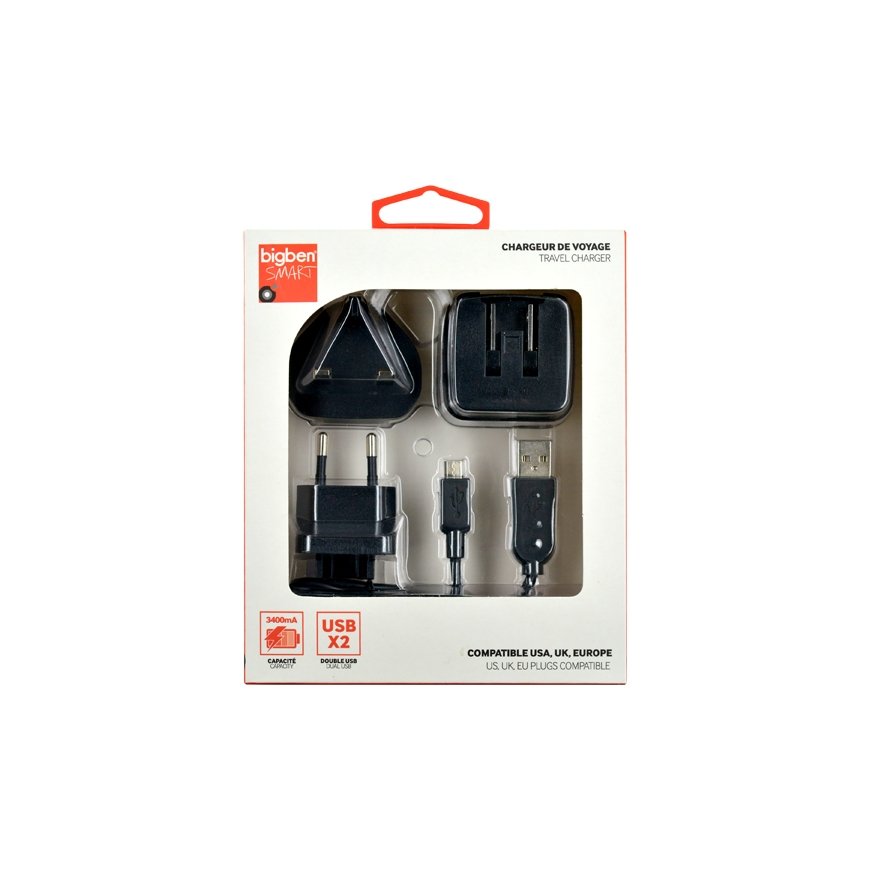 Bigben Interactive TRAVELCHARGER3A mobile device charger Universal Black AC Indoor – 3
