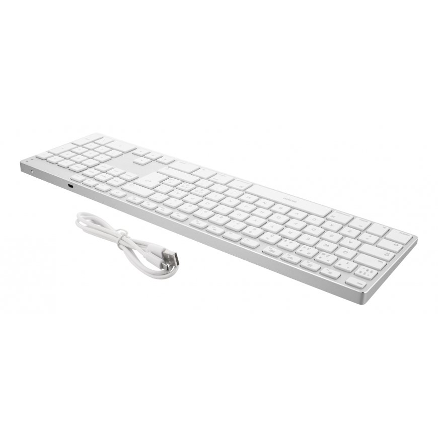 Deltaco TB-402 näppäimistö Universaali USB + Bluetooth QWERTY Hopea, Valkoinen – 2
