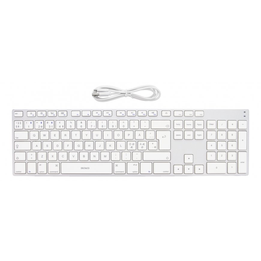 Deltaco TB-402 klaviatuur Universaalne USB + Bluetooth QWERTY Hõbe, Valge – 4
