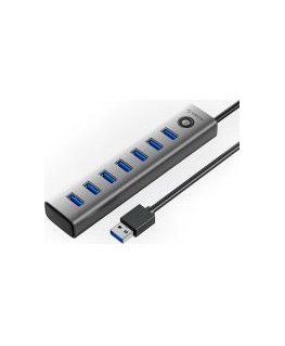 Orico CL7U-U3 hub 7x USB-A 3.0 + USB-C 5V|3A 1m - gray
