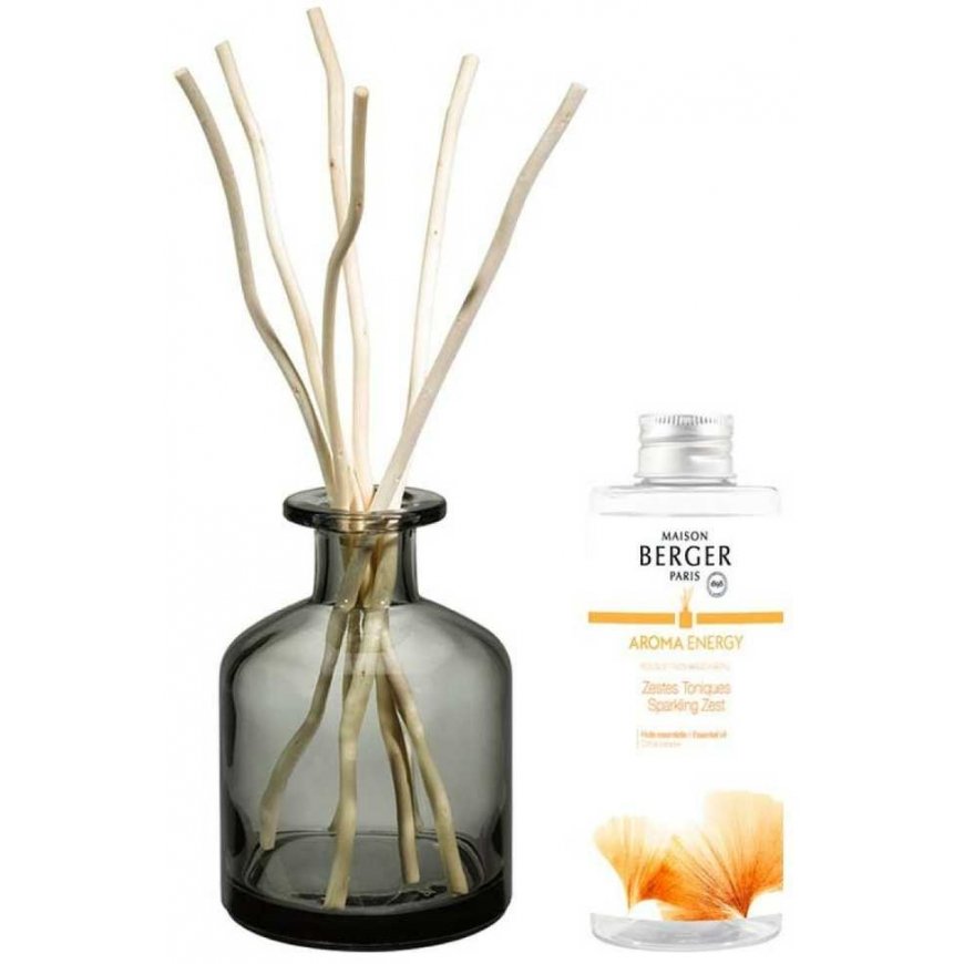 Kostutin Maison Berger Paris Lahjasetti Aroma Energy diffuusori harmaa + täyttö Fresh tonic 200 ml 200 ml Kotituoksu tikkuilla – 2