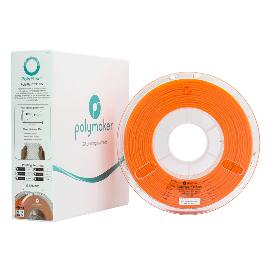 Polymaker PolyFlex TPU-95A - 0,75 kg - 1,75 mm - Oranssi – 3