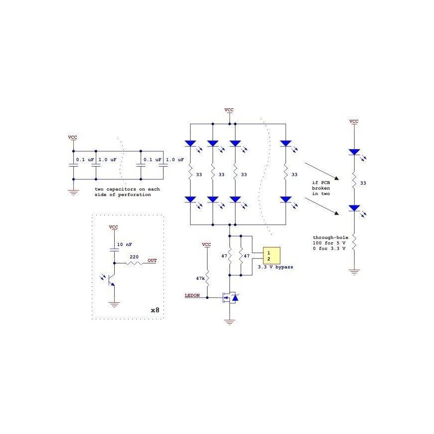 QTR-8RC reflection sensor array, digital, Pololu 961 – 2