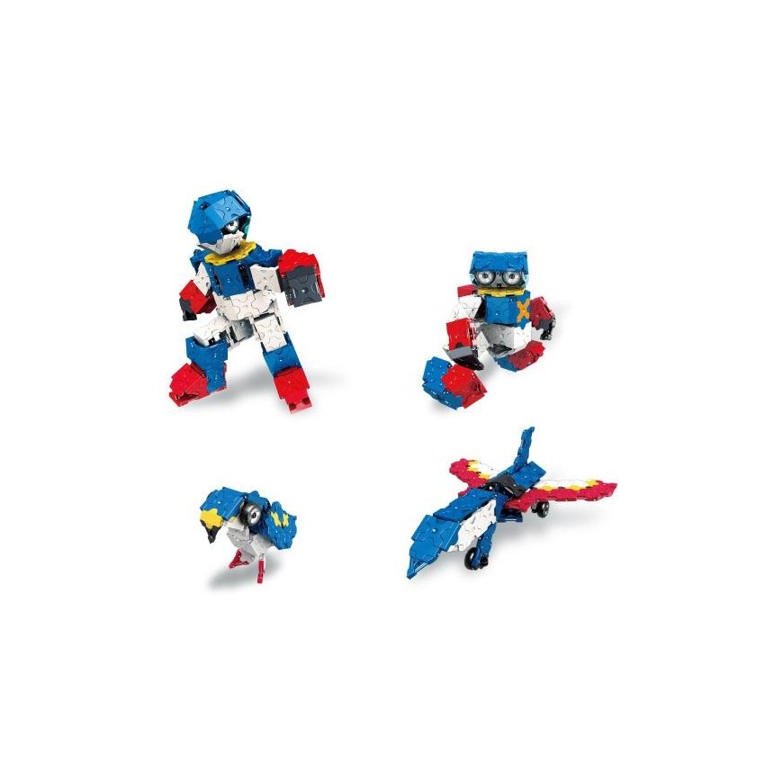 Japoniškas edukacinis konstruktorius LaQ "Robot Lapis" (310 detalių, 10 "Hamacron" detalių (ratų ir jų ašių), 4 schemos, 7 spalv – 5