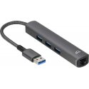 Bluecloud USB-A šakotuvas su gigabito eternetu, 4 prievadai Bluecloud USB-A šakotuvas su gigabito eternetu, 4 prievadai