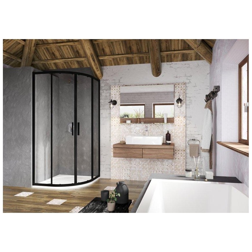 Semicircular shower enclosure Ravak Blix Slim, BLSCP4-80 black+glass Transparent – 2