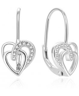 Beneto Beautiful silver earrings with hearts AGUC1766
