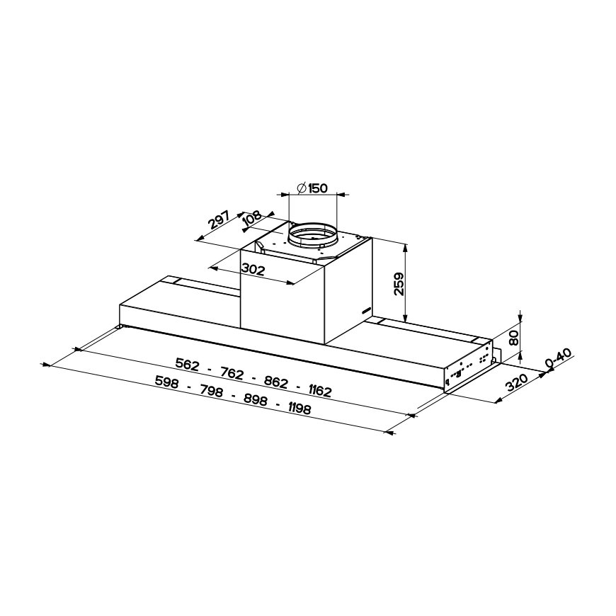 FABER S.p.A. In-Nova Premium BK M A60 Iebūvēts Melns 670 m³/h – 2