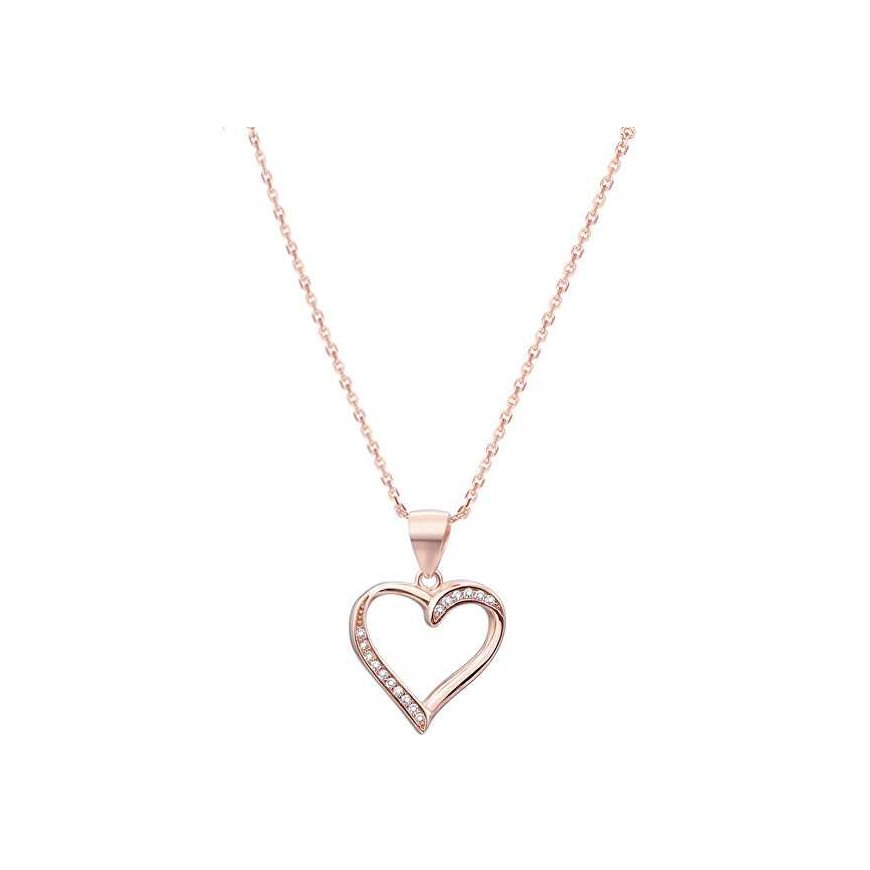Beneto Rose gold plated silver pendant with heart AGS289 / 47-ROSE