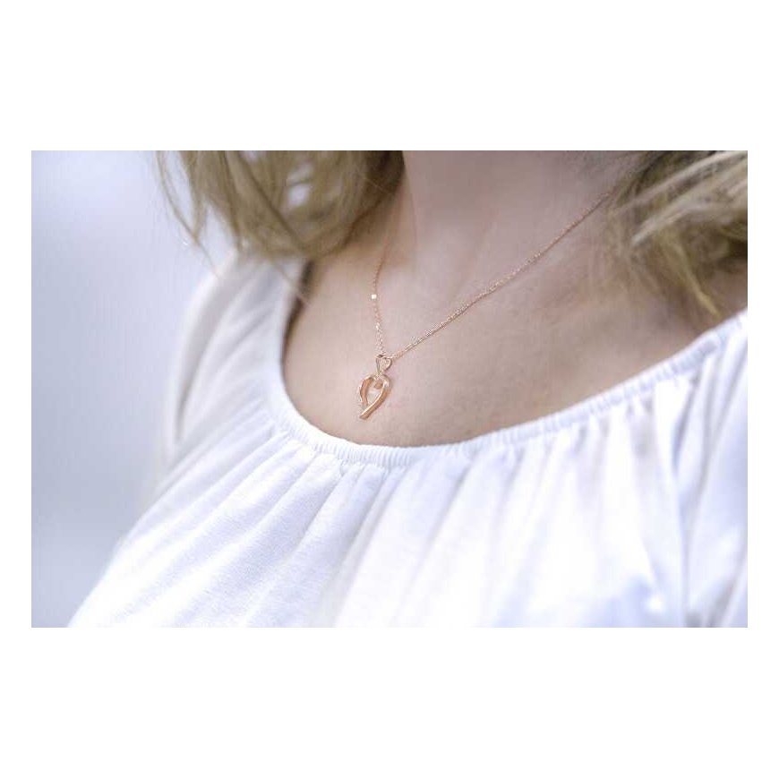 Beneto Rose gold plated silver pendant with heart AGS289 / 47-ROSE – 2