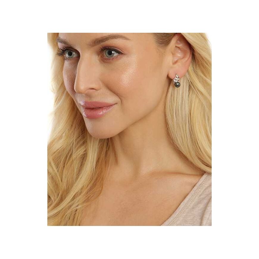 Jwl Luxury Pearls Luxury silver earrings with real black pearl JL0674 – 2
