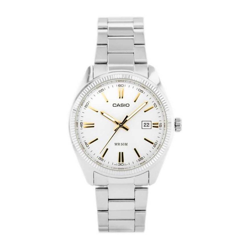 Laikrodis vyrams Casio DATE - Sidabrinis, GOLD INDEXES (Ø 39 mm)