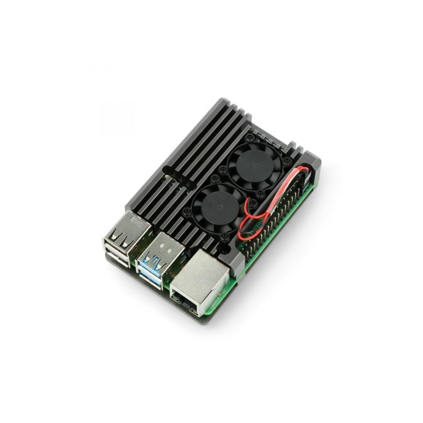 Oem Raspberry Pi 4B aluminum radiator with two fans - box gray