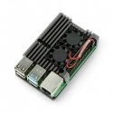 Oem Raspberry Pi 4B aluminum radiator with two fans - box gray Oem Raspberry Pi 4B aluminum radiator with two fans - box gray