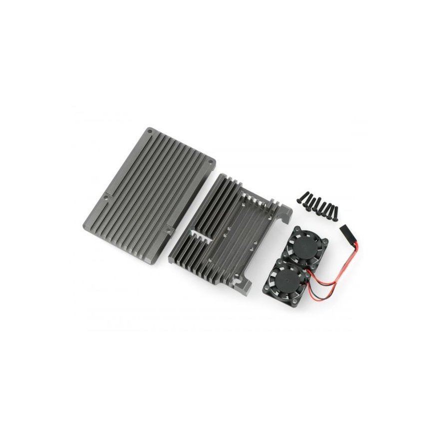 Oem Raspberry Pi 4B aluminum radiator with two fans - box gray – 2