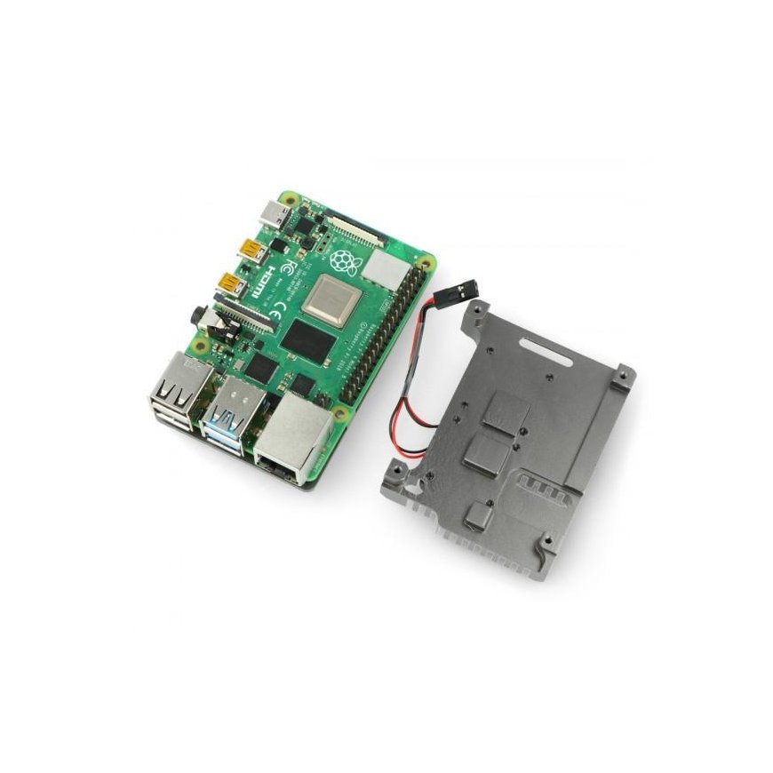 Oem Raspberry Pi 4B aluminum radiator with two fans - box gray – 3