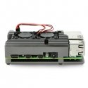 Oem Raspberry Pi 4B aliumininis radiatorius su dviem ventiliatoriais - dėžutė pilkos spalvos Oem Raspberry Pi 4B aliumininis radiatorius su dviem ventiliatoriais - dėžutė pilkos spalvos