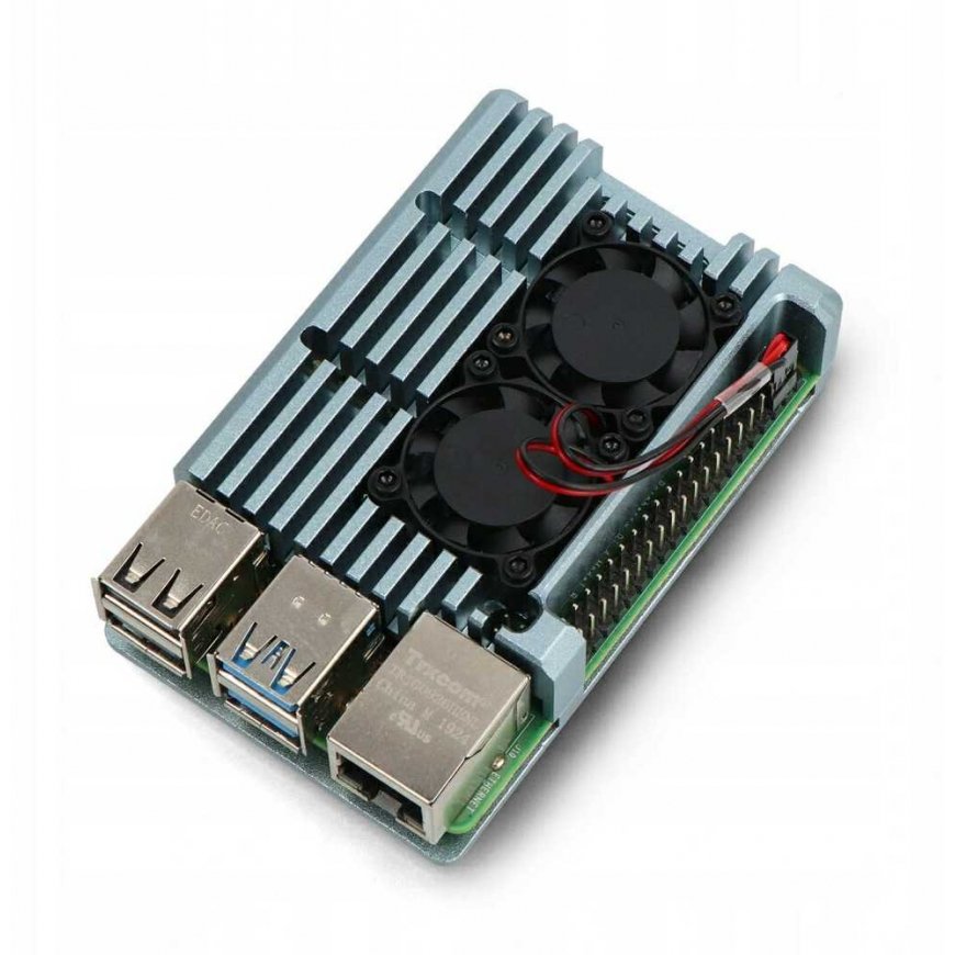Oem Raspberry Pi 4B aluminum radiator with two fans - box gray – 5