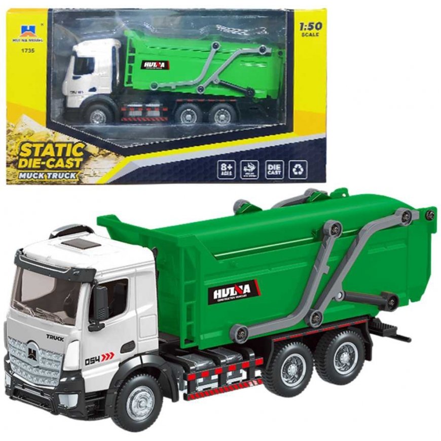 Huina Garbage Truck Metal Huina Green