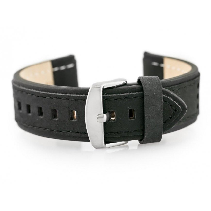 Pacific W80 leather watch strap - black - 22mm
