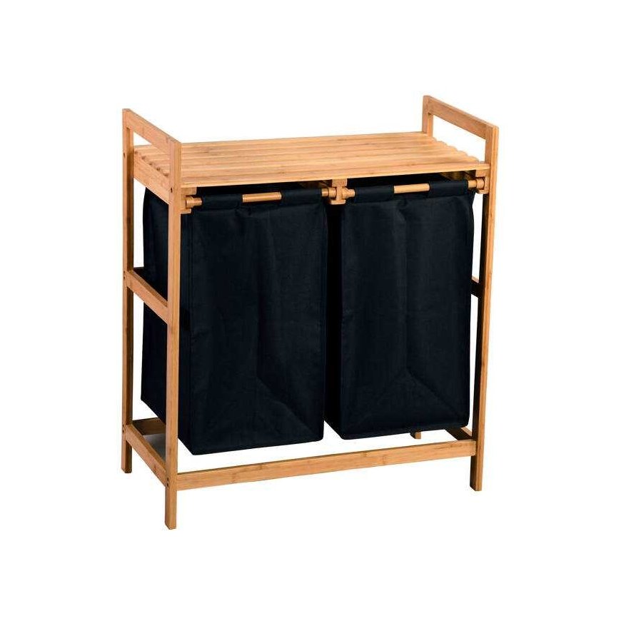 Kesper Bamboo laundry basket, two compartments, 64 x 73 cm