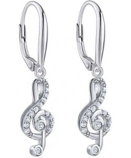 Silvego Designer silver earrings treble clef JJJED1098