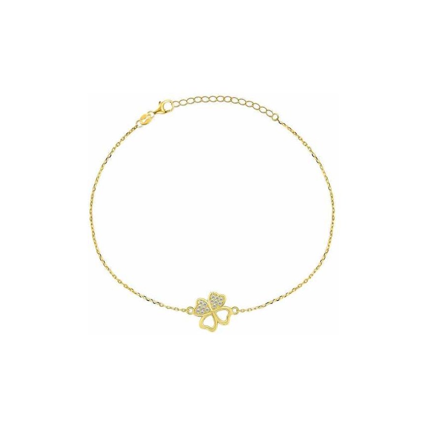 Brilio Silver Gold-plated bracelet Four-leaf clover with zircons BRC69Y