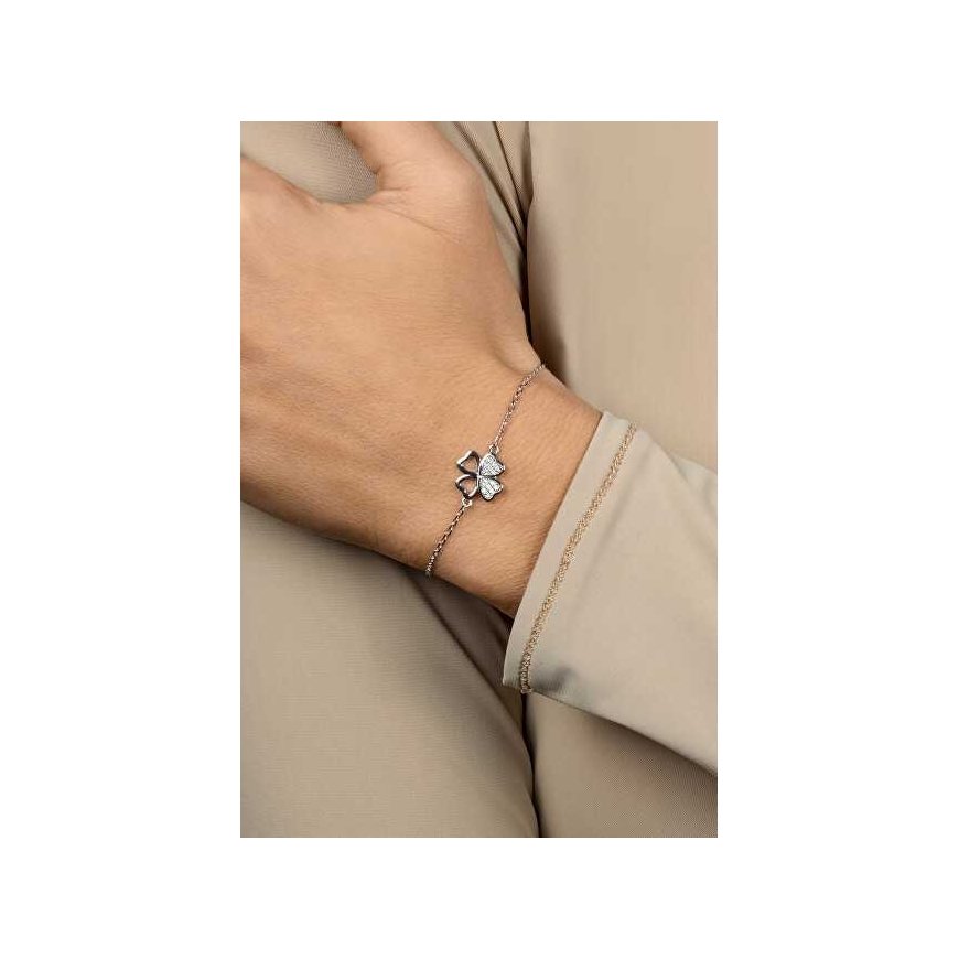 Brilio Silver Gold-plated bracelet Four-leaf clover with zircons BRC69Y – 3