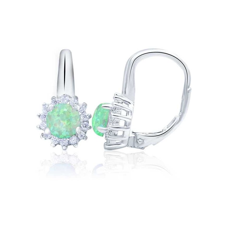 Beneto Silver earrings with opal crystals AGUC1206