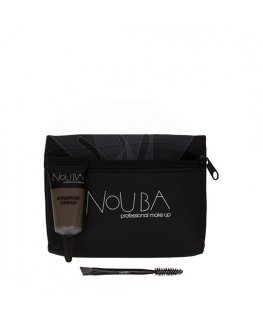 Nouba setti 20 kpl: Nouba, kulmakarvojen sivellin + Nouba, kulmakarvageeli, 7 ml + tekstiilimeikkipussi, musta naisille