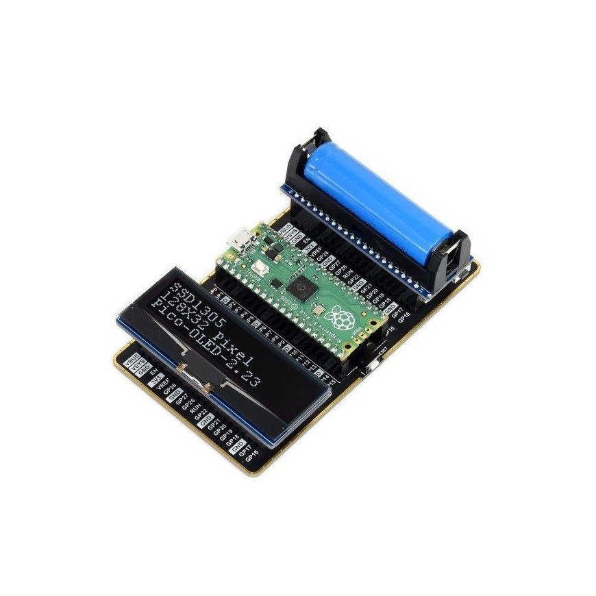 2.23” 128x32px OLED display, SPI/I2C, black/white, for Raspberry Pi Pico, Waveshare 19750 – 3