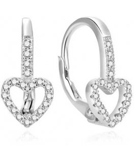 Beneto Romantic silver earrings with zircons AGUC2179DL