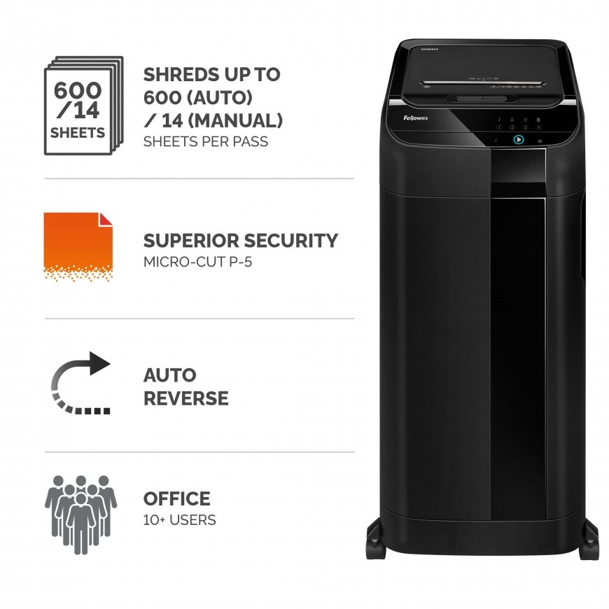 Fellowes AutoMax 600M papīra smalcinātājs Mikrogriezumu smalcināšana 60 dB 23 cm Melns – 2