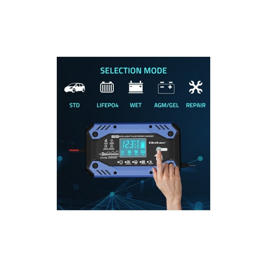 Qoltec 52482 akulaadija sõidukile 12/24 V Must, Sinine – 2
