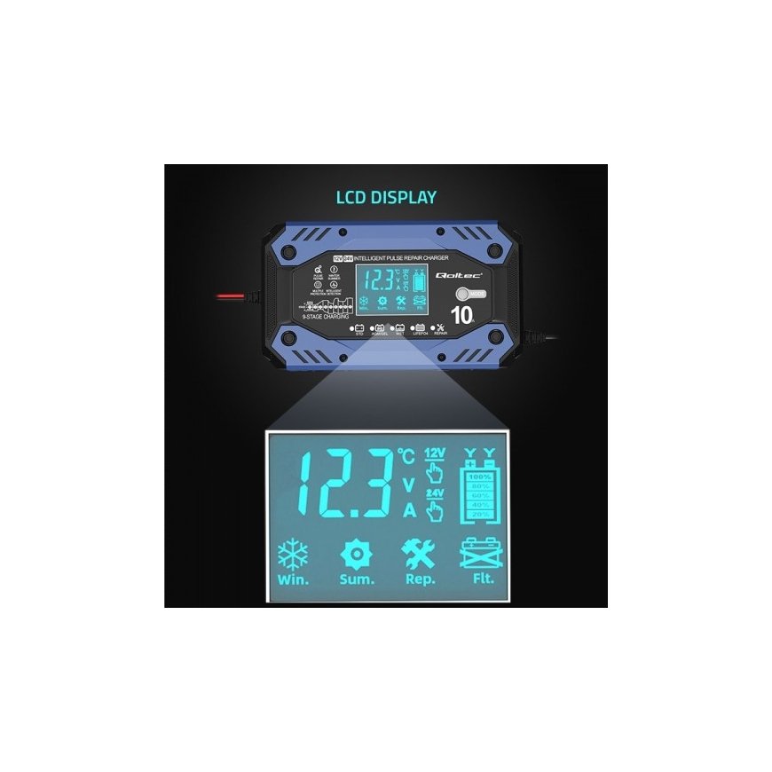 Qoltec 52482 akulaadija sõidukile 12/24 V Must, Sinine – 4