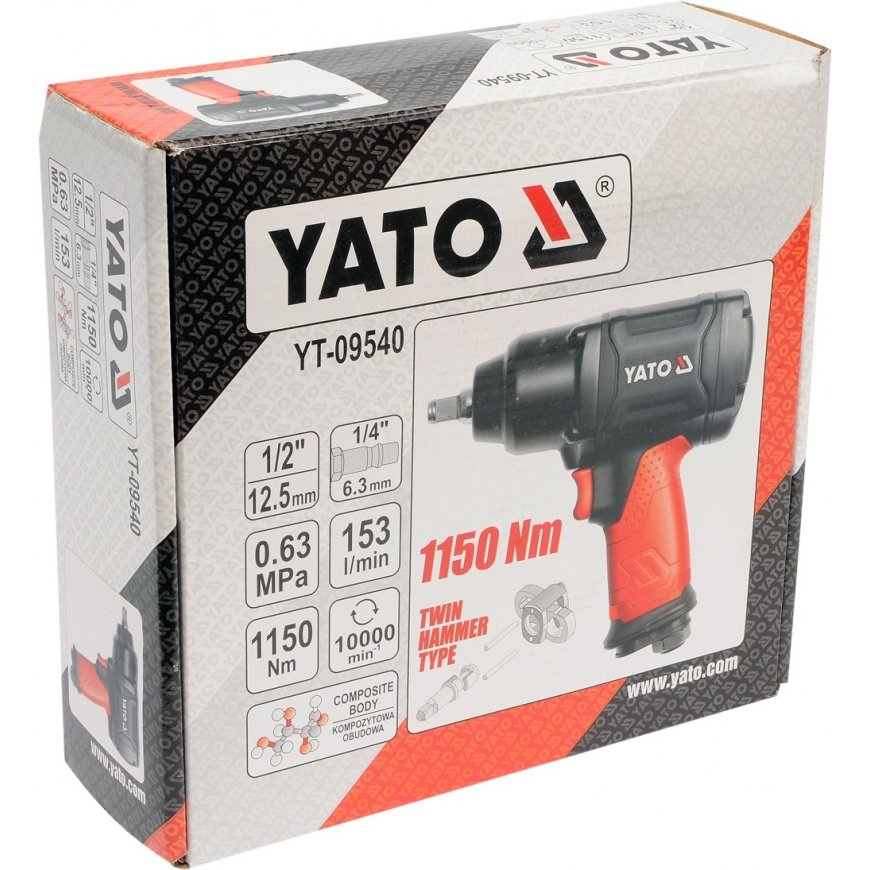 Yato YT-09540 гайковерт 1/2" 10000 RPM 1150 Nm Черный, Красный – 2