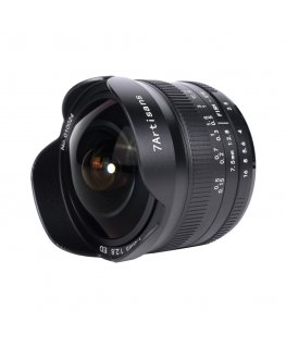 7Artisans 7.5mm F2.8 Mark II MILC „Žuvies akies“ objektyvas Juoda