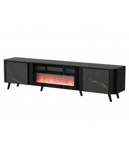 Cama RTV spintelė Volare 200 x 39 x 49 cm juoda/san sebastianas + židinys