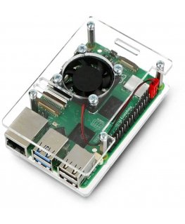 Gravlaser-kotelo Raspberry Pi 5:lle - avattava tuulettimella - läpinäkyvä