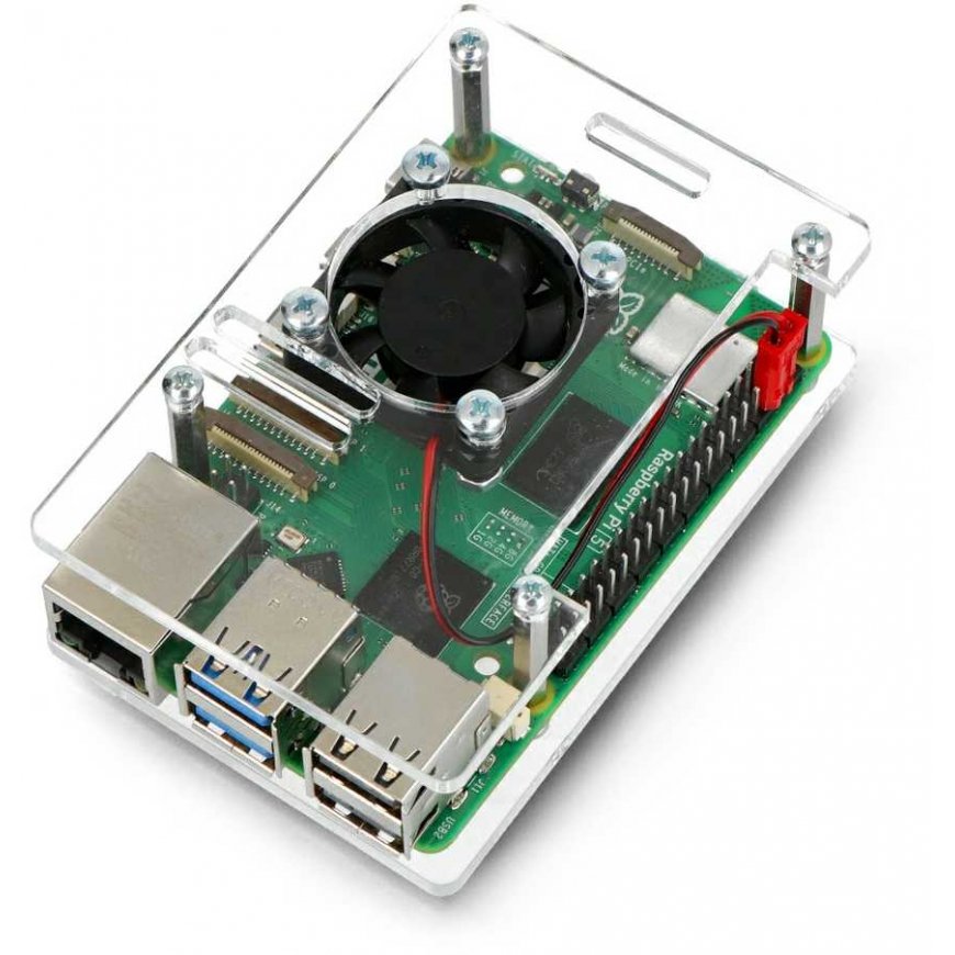 Gravlaser Case for Raspberry Pi 5 - openable with fan - transparent